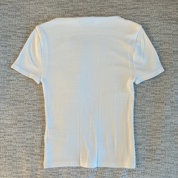 J Crew Fine Rib Boatneck T-Shirt in White - Picture 2 of 2